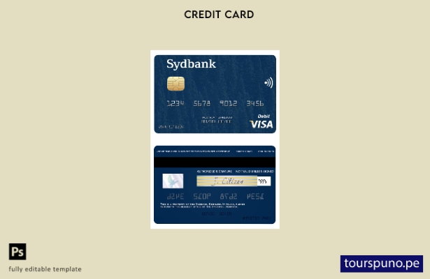 lista para imprimir plantilla de tarjeta de débito visa Sydbank de Dinamarca